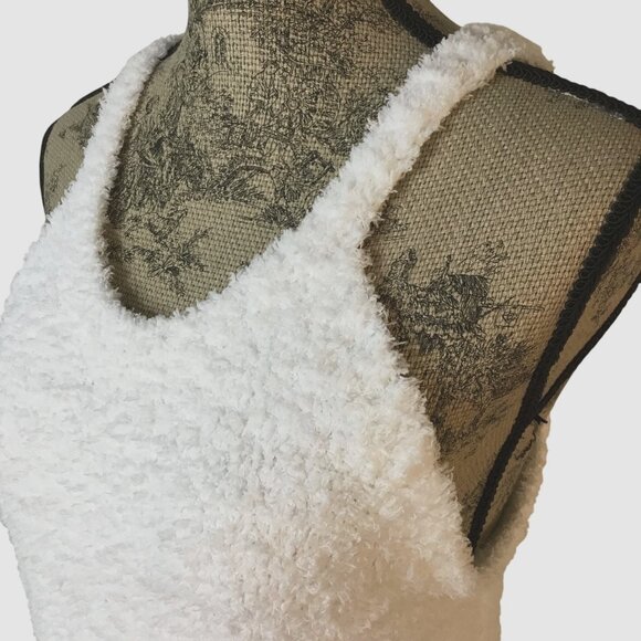 POL Women White Textured Knit Mini Dress Stretch Boho Layered Festival S/M NWOT - Picture 2 of 4